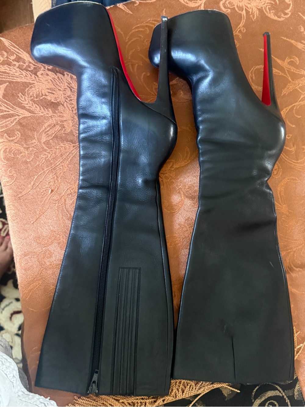 Christian Louboutin Black Leather Over-the-Knee Platform Stilettos - Picture 16 of 16